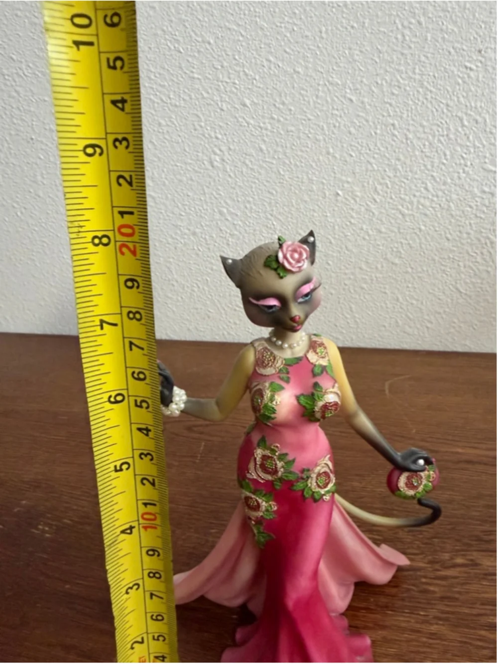 M Le Van Cat Lady Figurine Pink Dress Glam Cat Statue Anthropomorphic Vintage St